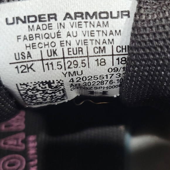 Under Armour Girl's Black and Pink Running Shoes - Picture 3 of 6